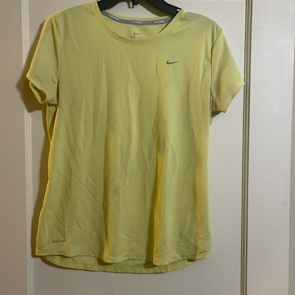 Neon Yellow Nike Dri fit tshirt.  Size large.  Good condition. - Picture 2 of 2